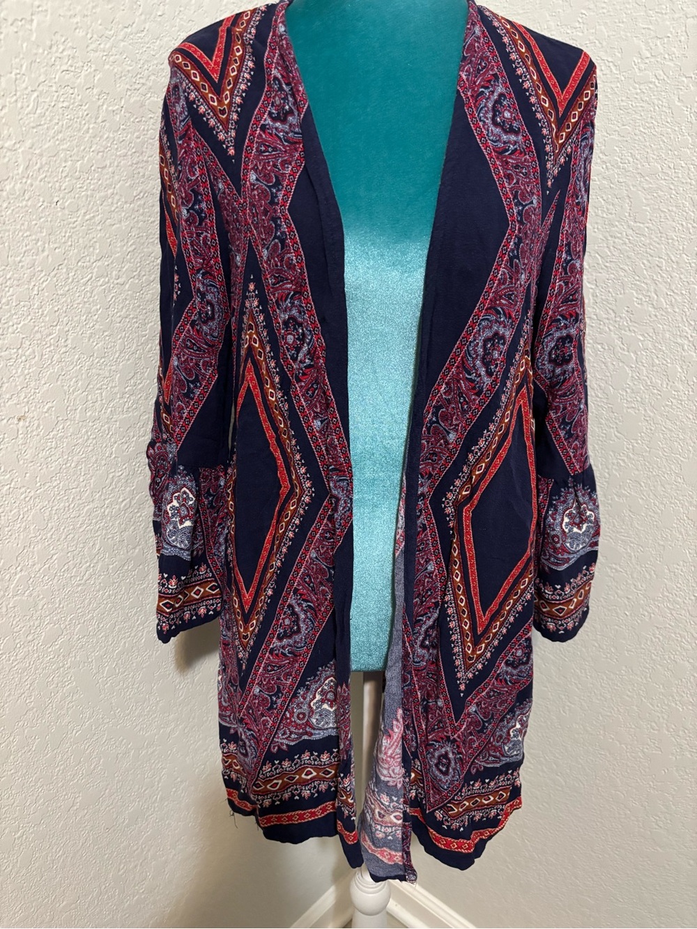 Xhilaration Paisley Diamond Kimono Cardigan M/L Whimsical Coastal Grunge